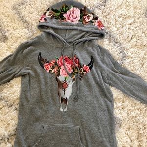 Grey Bull Head Hoodie
